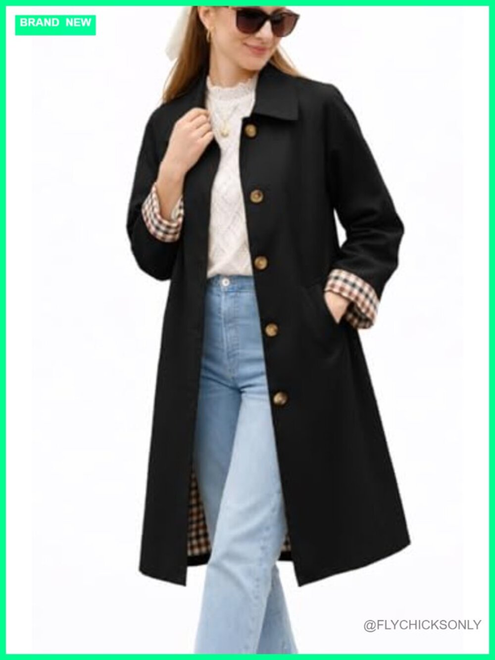 ELLEVEN Women's Long Trench Coat Single Breasted Lapel Windproof Overcoat